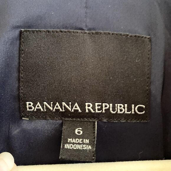 Banana Republic Sz 6 Peak Lapel Double Breasted Linen Blend Blazer Navy Blue - Picture 4 of 12